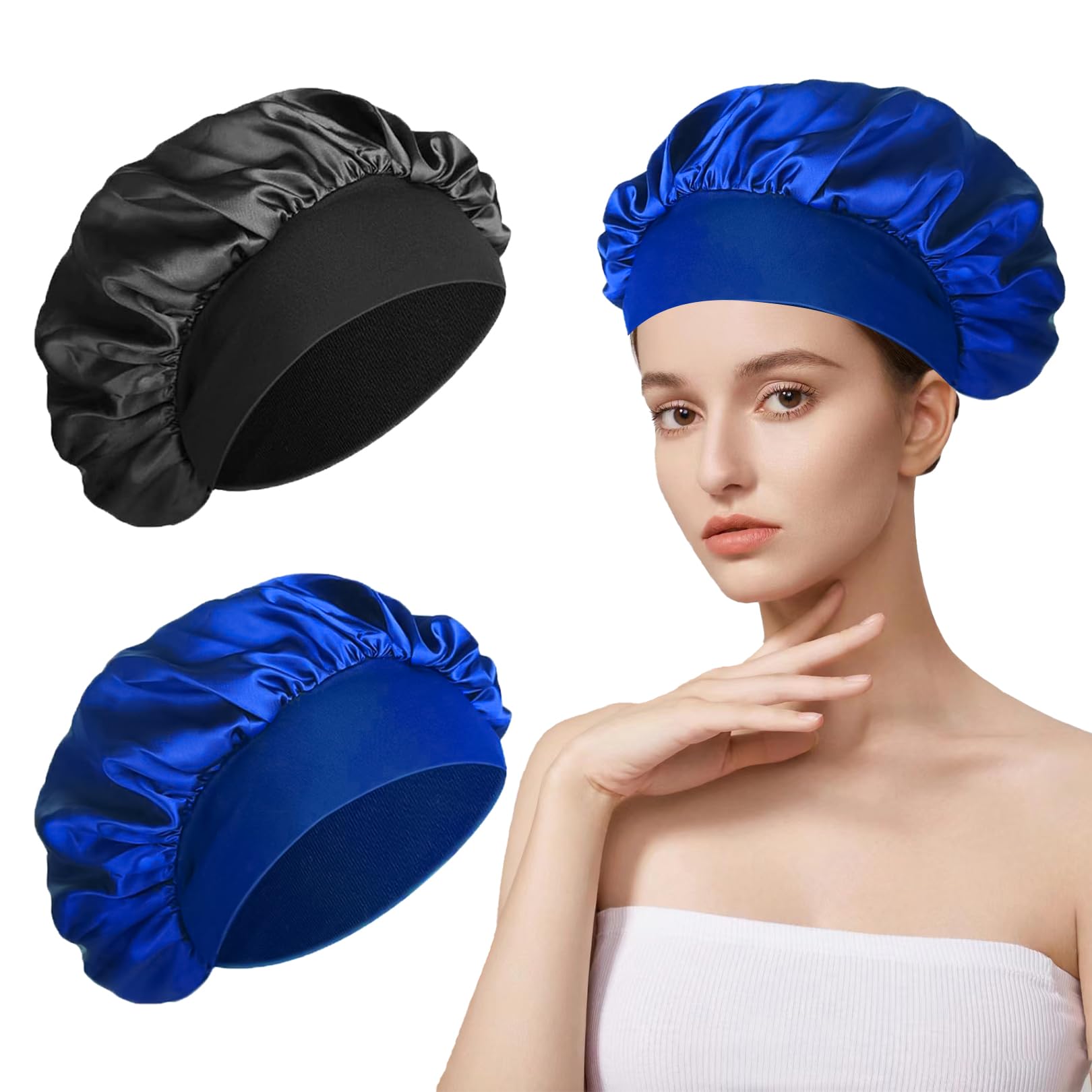 Bonnet Sleep Cap Hair,Bonet Silk,Cuffia da doccia da donna, protezione per capelli e bambini, cappa per dormire da uomo, in seta