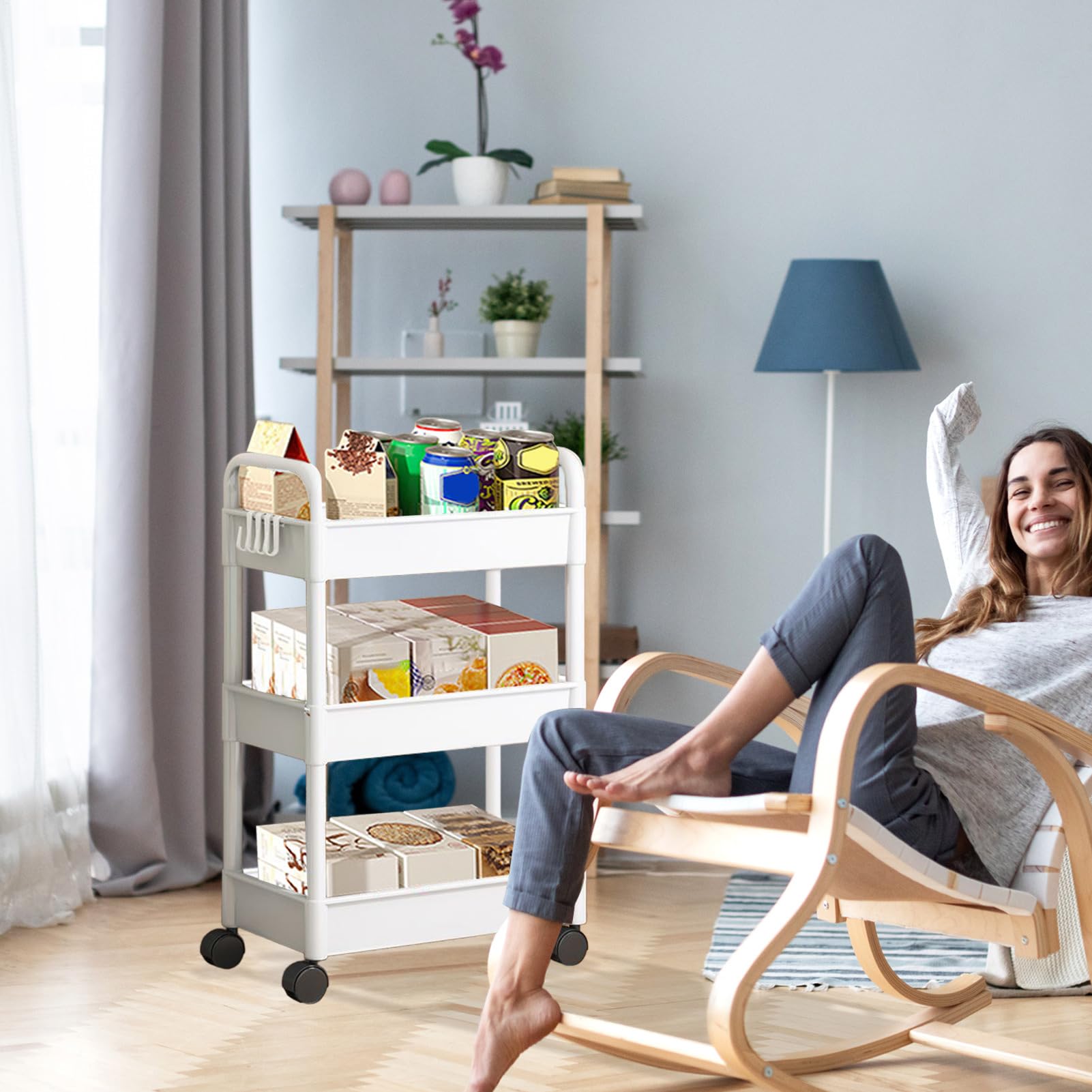 Generico Carrello a 3 Livelli con Rotelle - Portaoggetti per Cucina, Camera da Letto, Bagno e Lavanderia