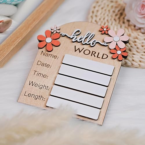 Miniatura 6 de Letrero de anuncio de bebé, letrero de Hello World para recién nacido, letrero de anuncio de nacimiento para hospital, letrero de bienvenida para