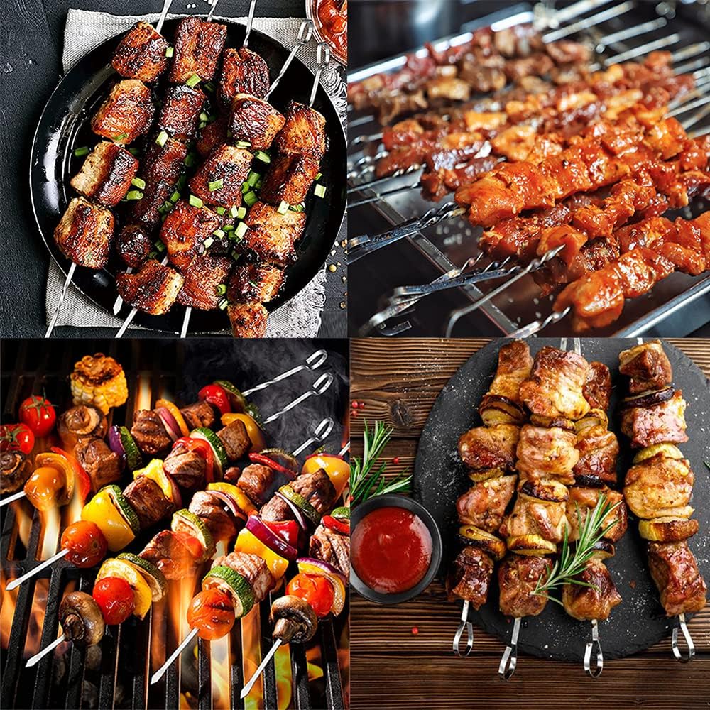 BetterJonny 40cm Brochettes de Barbecue en Acier Inoxydable, Lot de 24 Pièces avec Organisateur