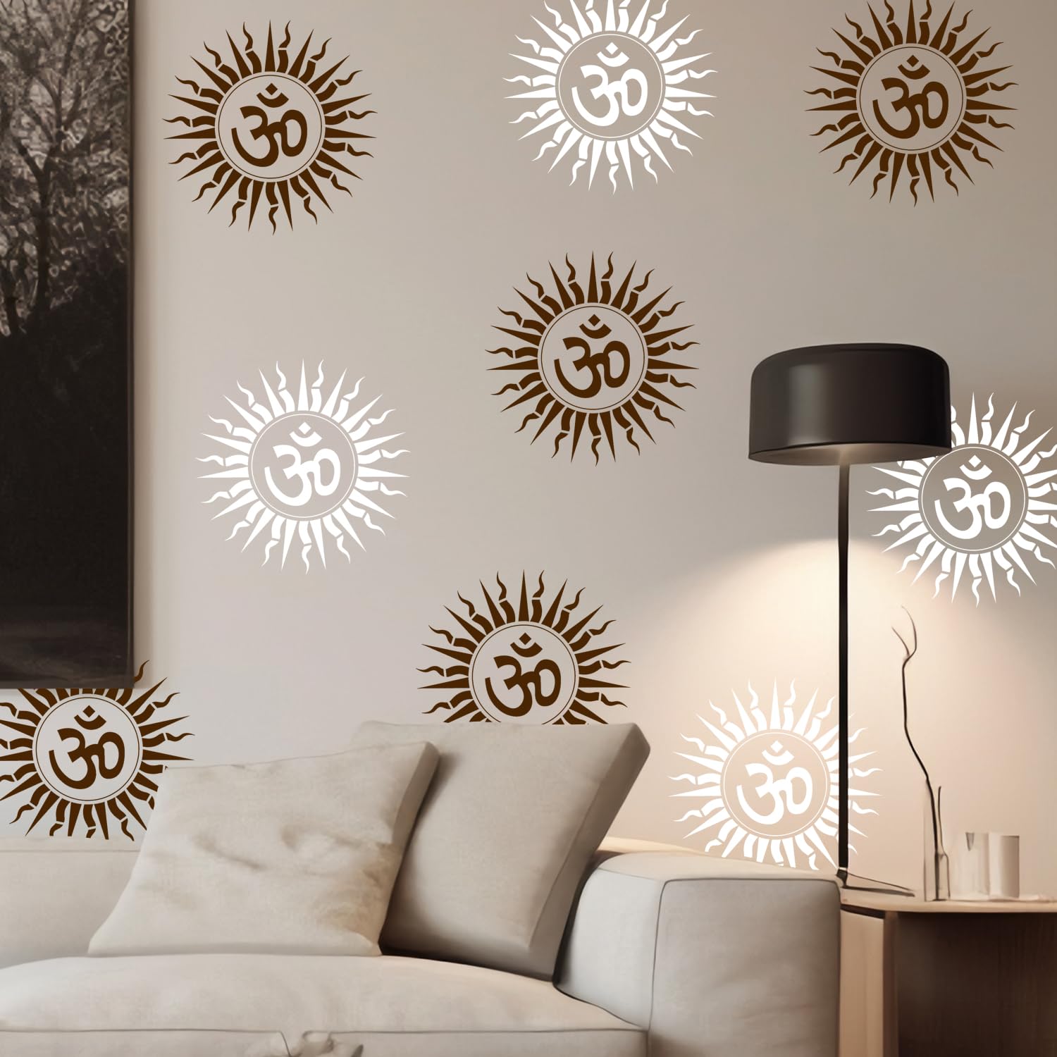 ARandNJ Stencils for Wall Painting Pack of 1 (Size:- 16X24 Inch) Pattern Theme - Om with Sun DIY Reusable Design Suitable for Home Wall Decor (B0BM6C6W3C) Amazon Price History, Amazon Price Tracker