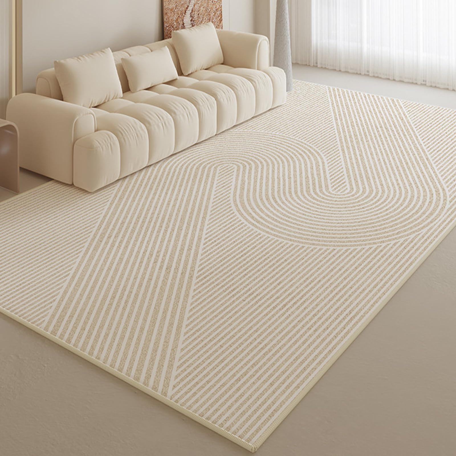 Tapis moderne à poils courts au motif géométrique et lavable pour décoration