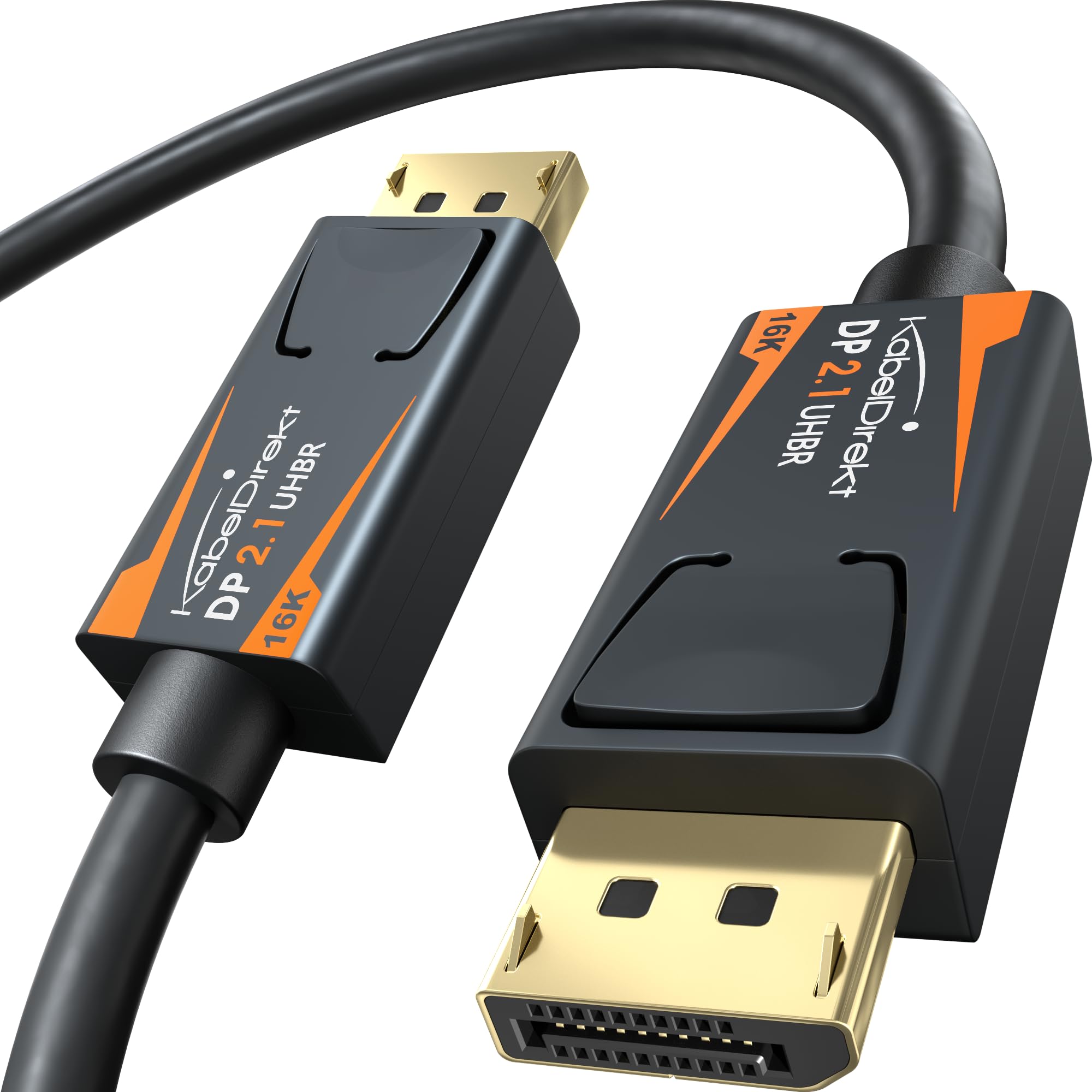 KabelDirekt, DisplayPort 2.1/DP 2.1 Cable, 1,5m, UHBR, DP80 with 80 Gbit/s for Gaming PCs/Graphics Cards with FreeSync/G-Sync