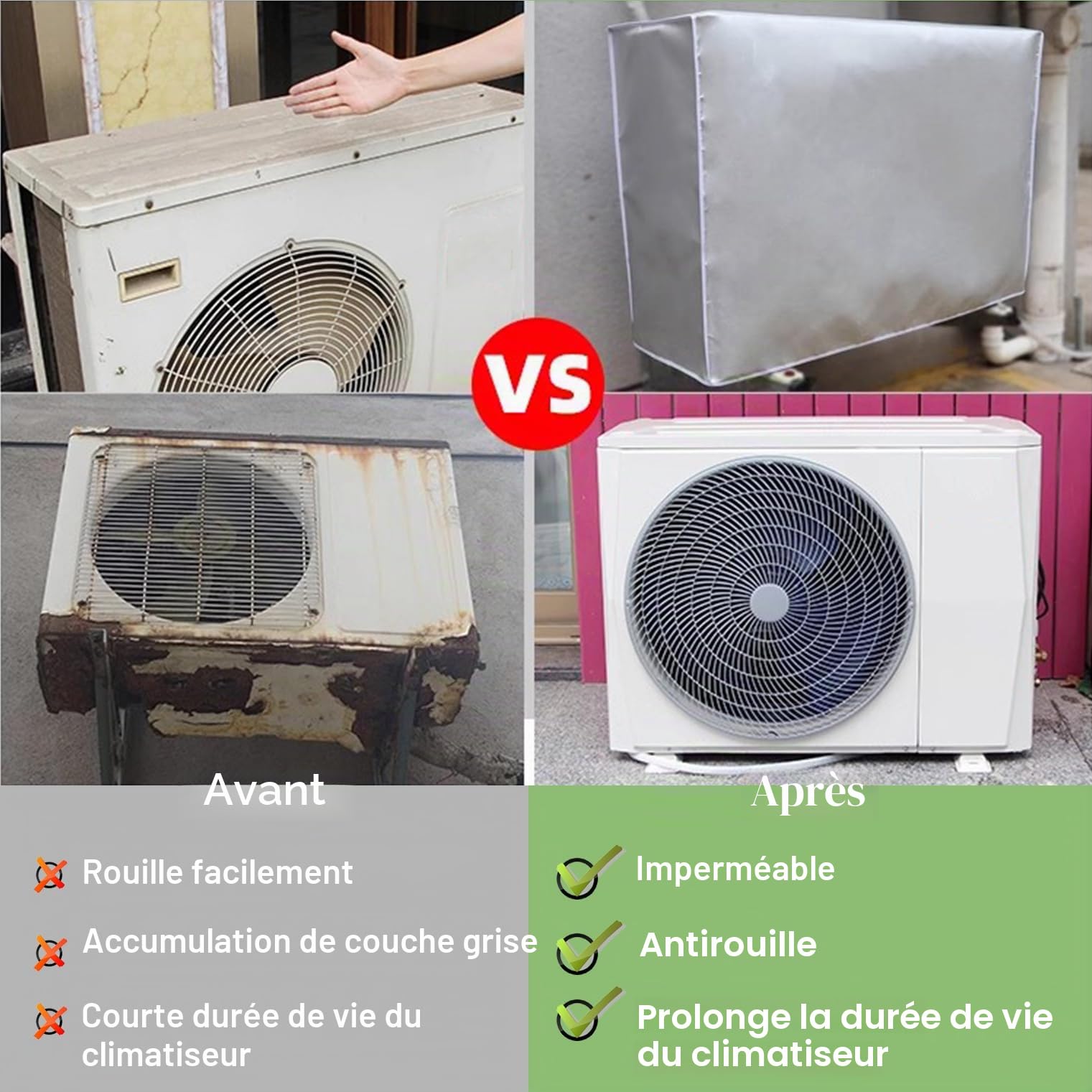 Couverture climatiseur extérieur imperméable anti-poussière Sunproof 100 x 41 x 80 cm