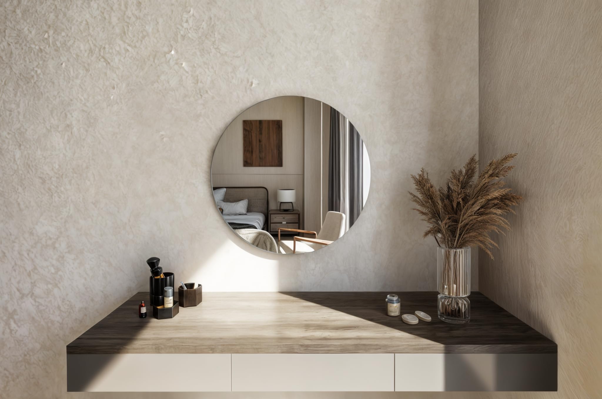 Miroir rond sans cadre pour illuminer une entrée sombre ou une chambre