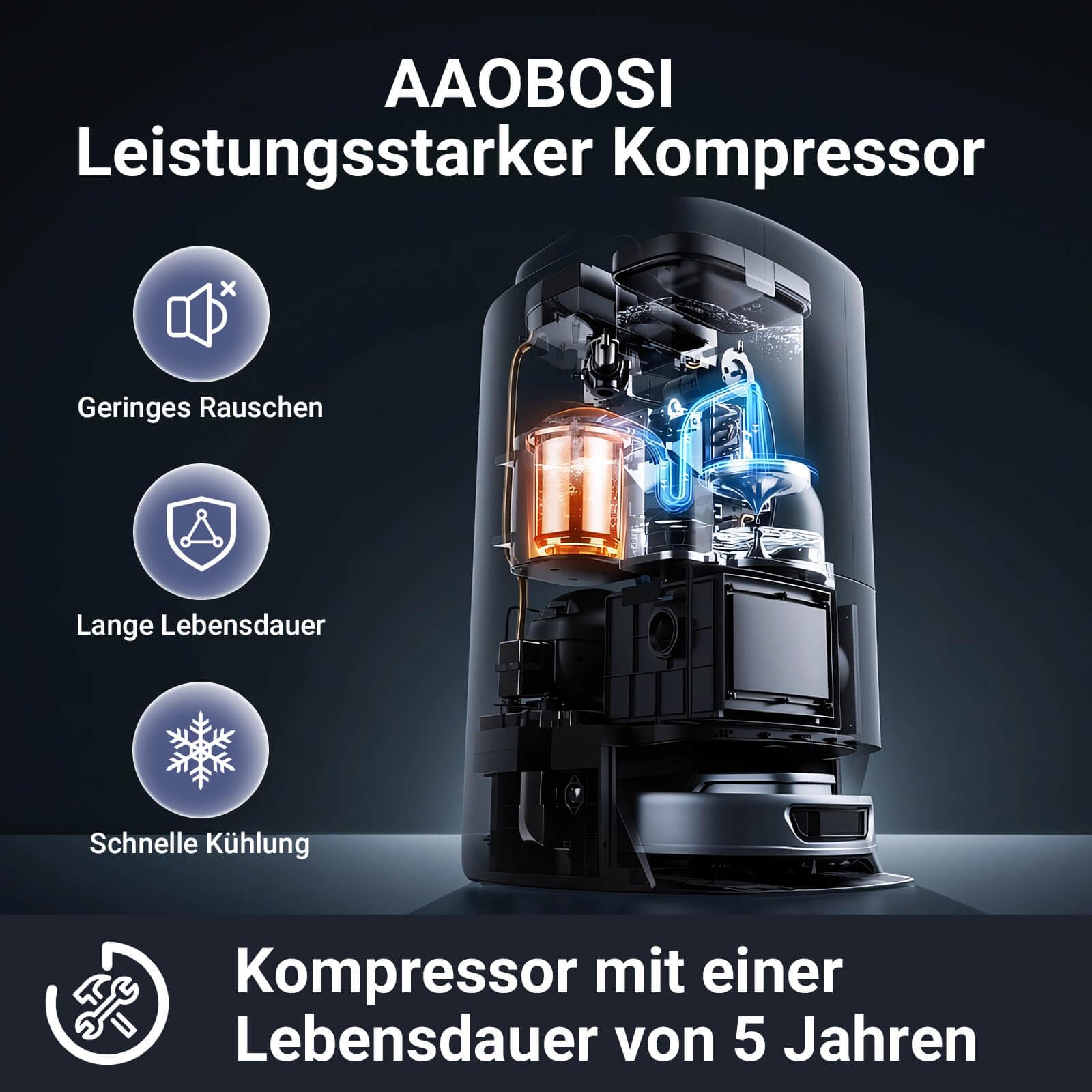 AAOBOSI Kompressor Kühlbox 15 Liter, Kühlbox Auto -20℃~20℃, Kühlbox Elektrisch 12/24V für Auto, Lkw, Boot, Reisemobil und Steckdose