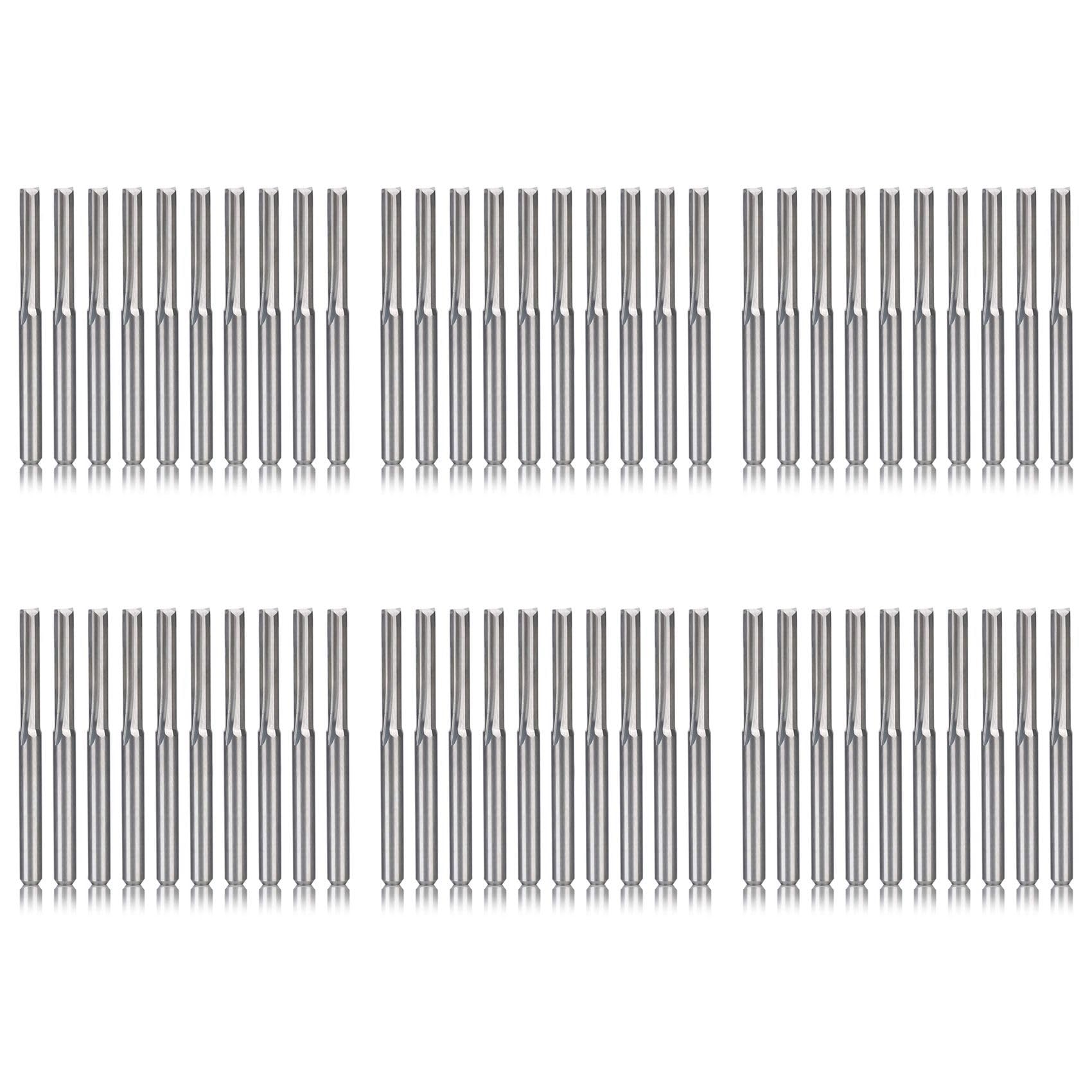 60 Pezzi 2 Flauto Punte del Router di Cnc 3.175 mm Dritto Fresa nel Acciaio al Tungsteno Fresa per Legno Plastica