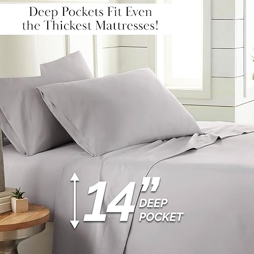 Miniatura 2 de Southshore Fine Living, Inc. Juego de sábanas clásico suave y cómodo de 4 piezas, tamaño Queen, gris acero