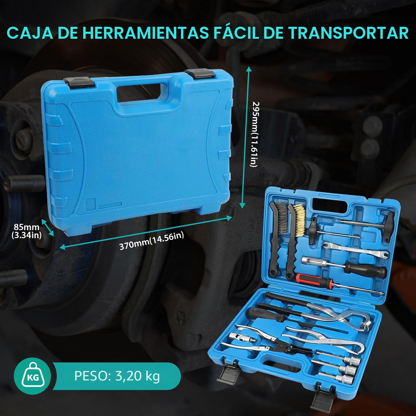 LIROPAU Juego de herramientas de tambor de freno de 15 piezas, juego de herramientas para tambor de freno para cambiar/limpiar sistemas de freno de disco y tambores