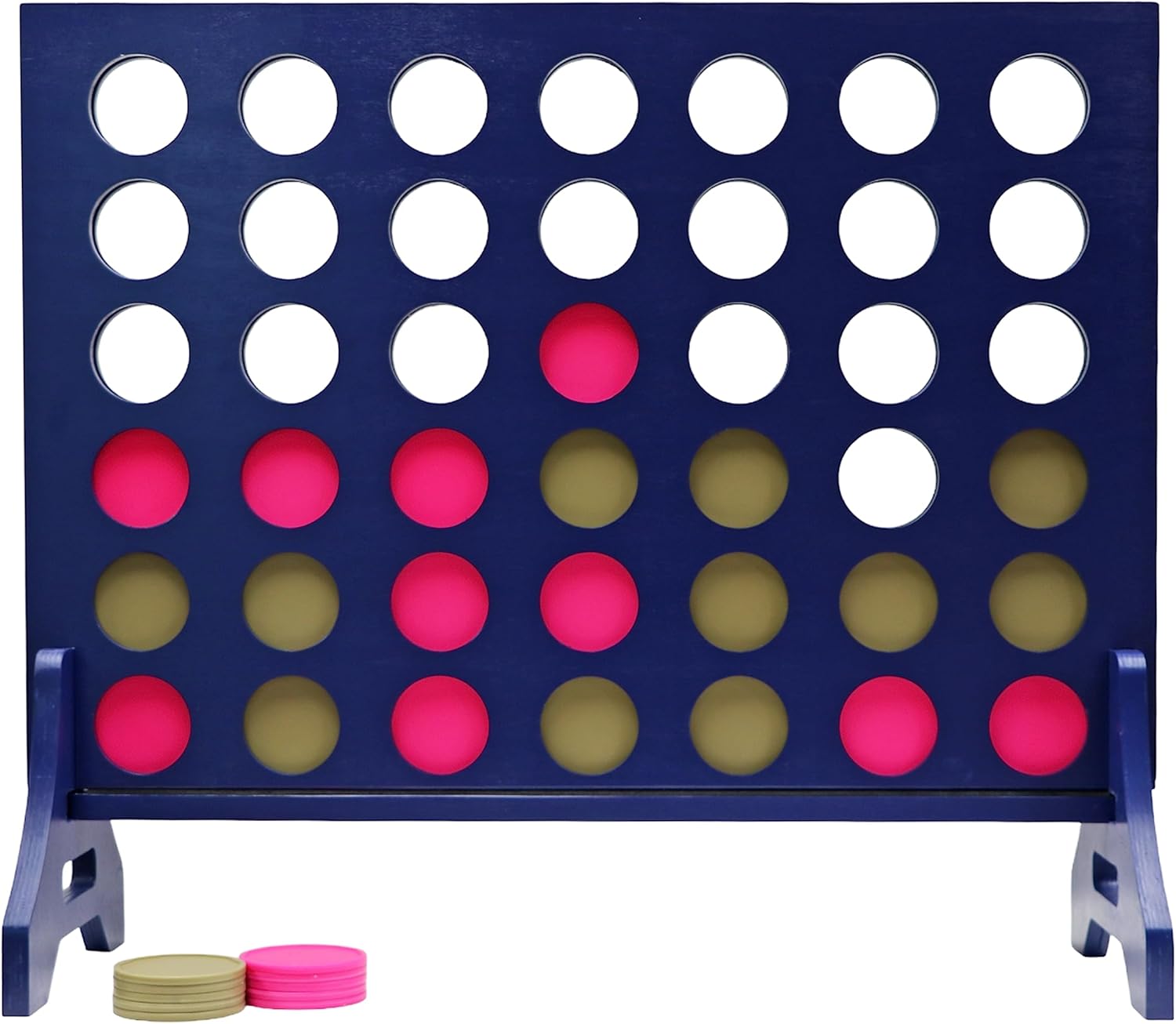 Tailgating Pros Premium Navy Giant Four in a Row with Carrying Case - Jumbo Oversized Outdoor Yard Game - Connect Multiple Pucks in a Row to Win - Many Puck Colors Available!