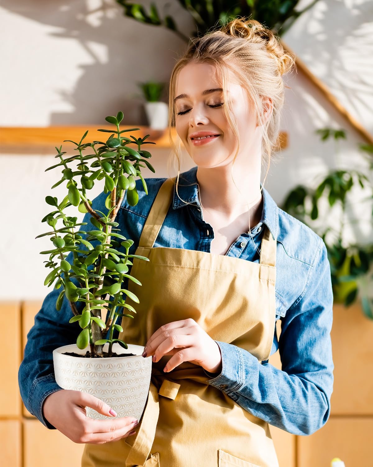 Plant Pots, Flower Pots, Planters for Indoor Plants(6.5+5.5inch), Flower Pots for Indoor Plant with Drainage Hole and Saucer, Ceramic Pots for Plants with Hole Mesh Pad,Reactive Glaze White - Image 5