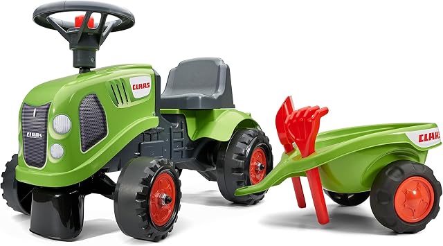 Falk Tracteur Porteur Claas avec Remorque et Plaque Personnalisable