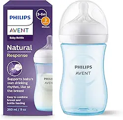 Philips Avent Mamadeira Pétala 3.0 9oz/260ml com bico de fluxo médio (Fluxo 3), Azul, SCY903/21