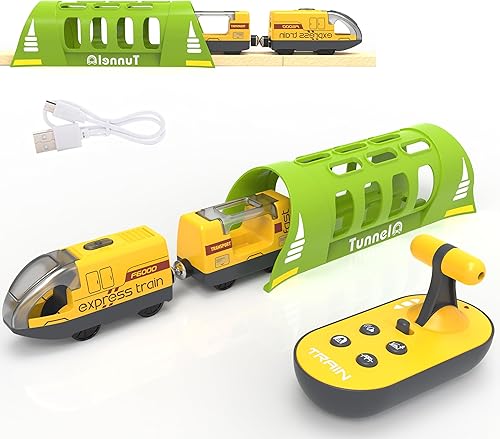 Miniatura 2 de Tren locomotora a pilas con túnel para pistas de madera, juguete motorizado de tren compatible con Thomas, Brio, Chuggington