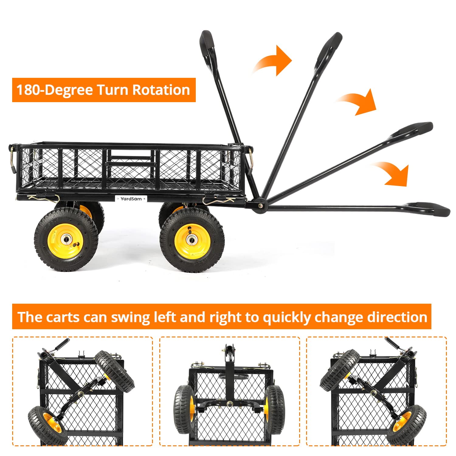Buy Yardsam Utility Steel Garden Carts and Wagons, Heavy Duty Lawn