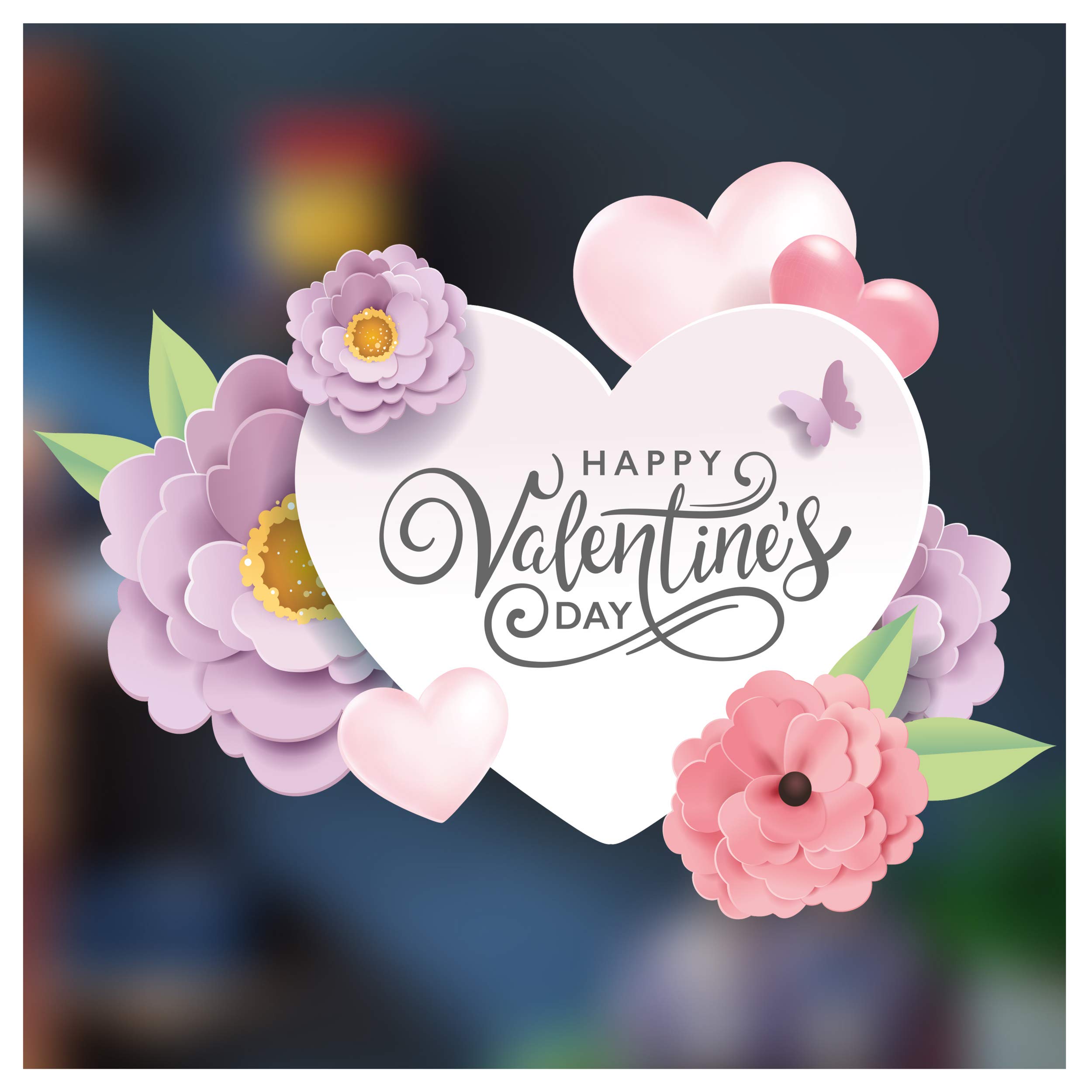 Pastel Flowers and Heart Window Clings Valentines Decorations - Heart Window Stickers for Home or Shop Decoration - Happy Valentines Day Decorations - Small