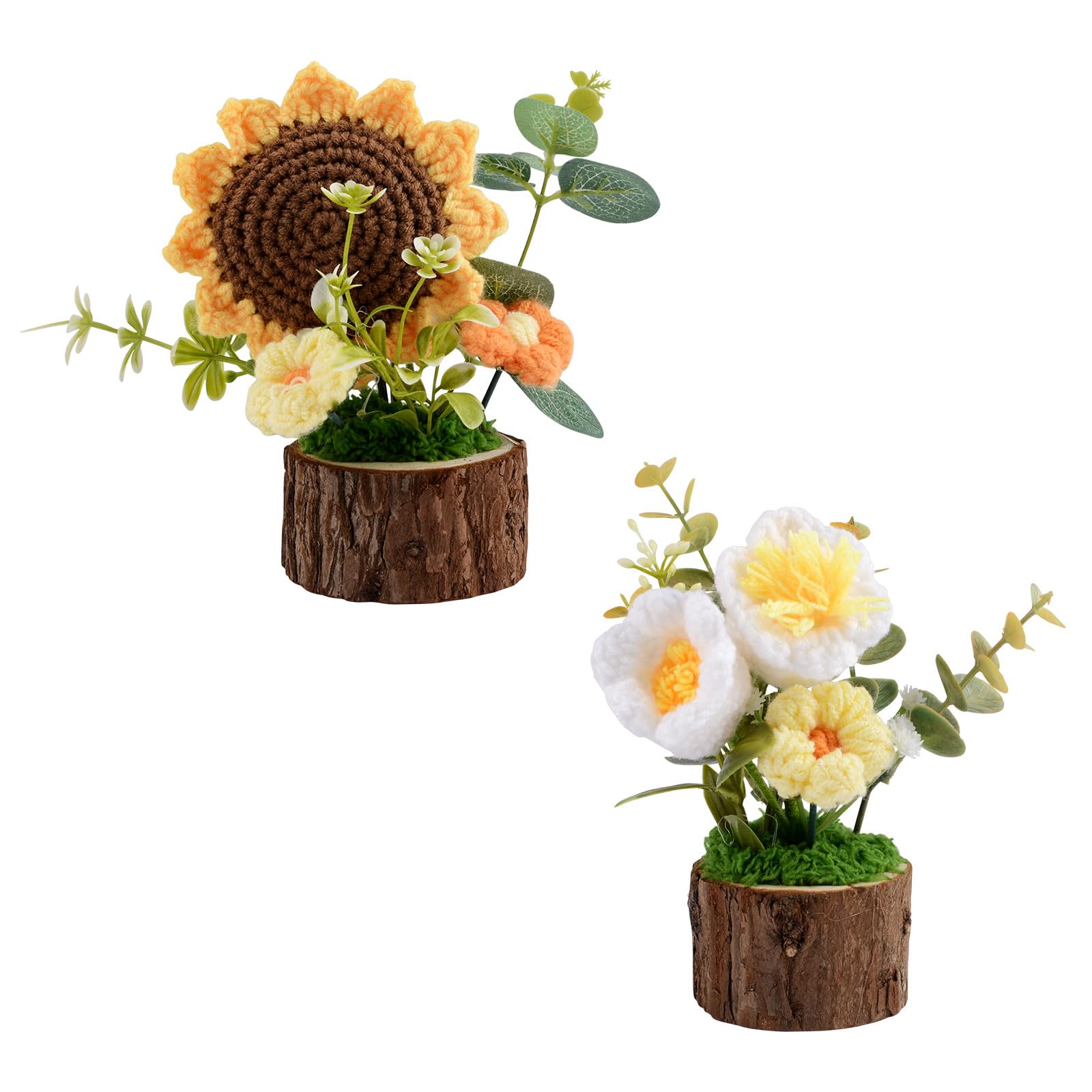 Fleurs tricotées main sans entretien plantes artificielles en pot pour salon sans lumière