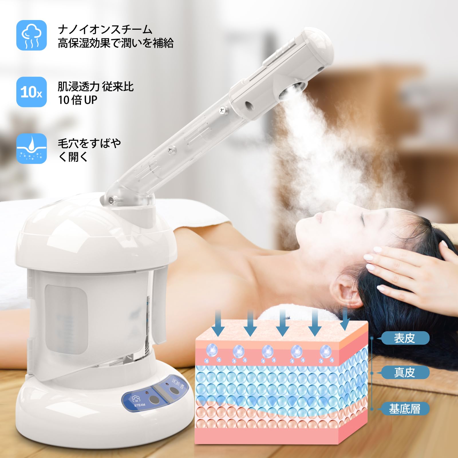 Amazon.co.jp: フェイススチーマー スチーマー オゾンスチーマー 加湿
