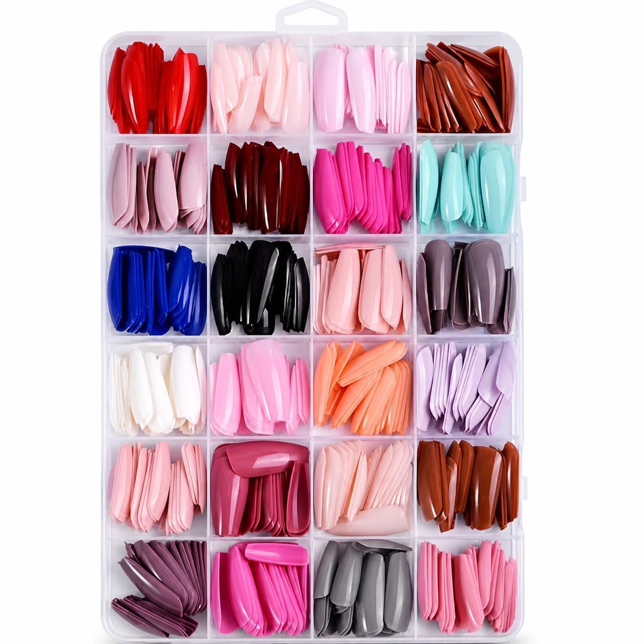 Press On Nails Set 576 Pcs Glossy Full Cover Artificial Fingernails with Storage Box Long Coffin Shape Acrylic Tips for DIY Manicure Nail Art for Women and Girls 24 Color-image-6