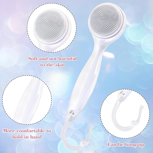 Miniatura 4 de Paquete de 2 cepillos de limpieza facial manual de silicona, agradable a la piel, impermeable, limpiador exfoliante para puntos negros, espinillas,