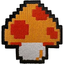 Pixel Mushroom Retro 8-Bit Game Power Up Patch, Cute Funny Tactical Embroidered Military Morale Patch Hook and Loop Patches for Backpack, Hat, DIY Applique, Molle Vest, Bag, Jackets, Clothing