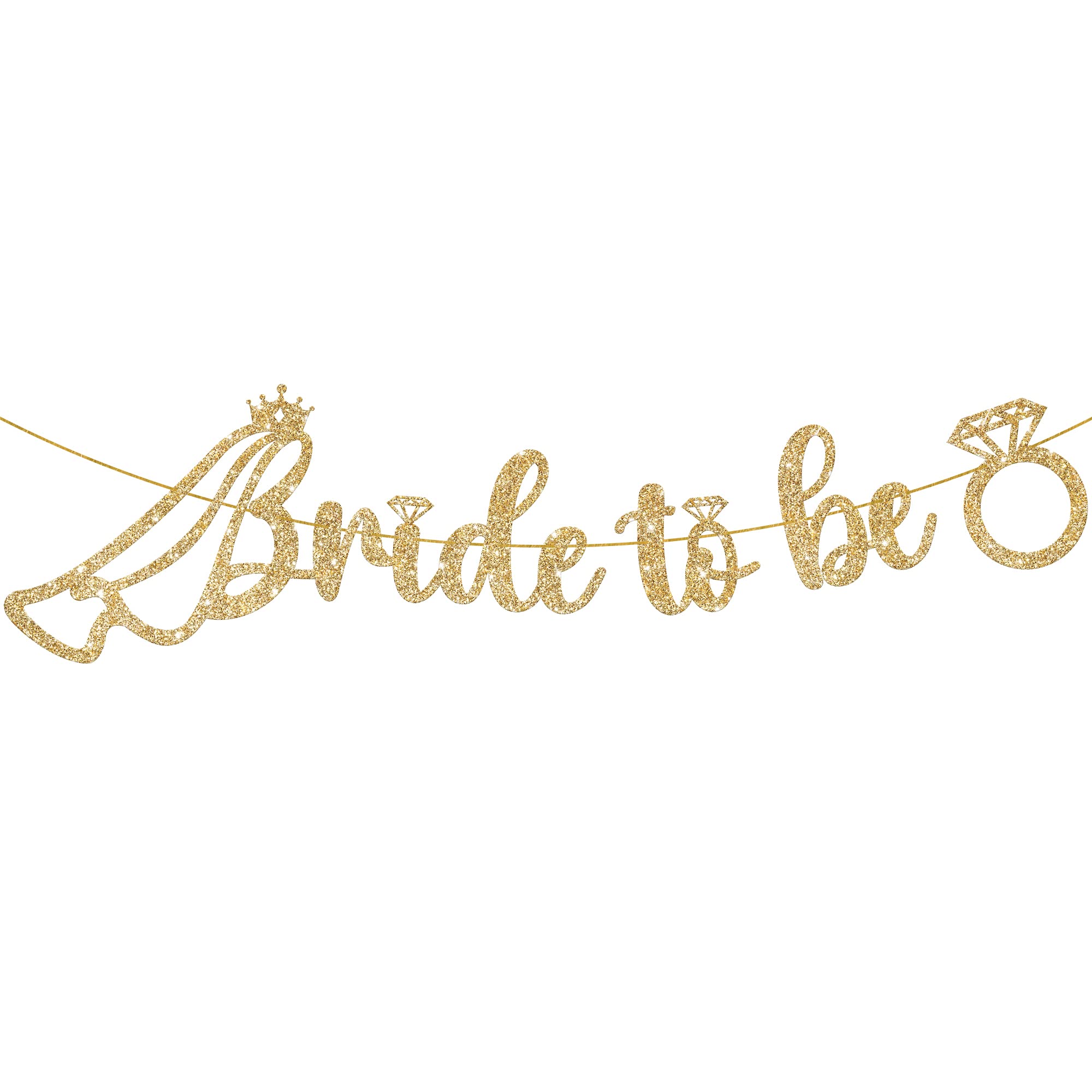 KatchOn, Glitter Bride to Be Banner Gold - 10 Feet, No DIY | Bridal Shower Banner for Bridal Shower Decorations | Gold Bride Banner for Gold Bachelorette Party Decorations | Bride to Be Decorations