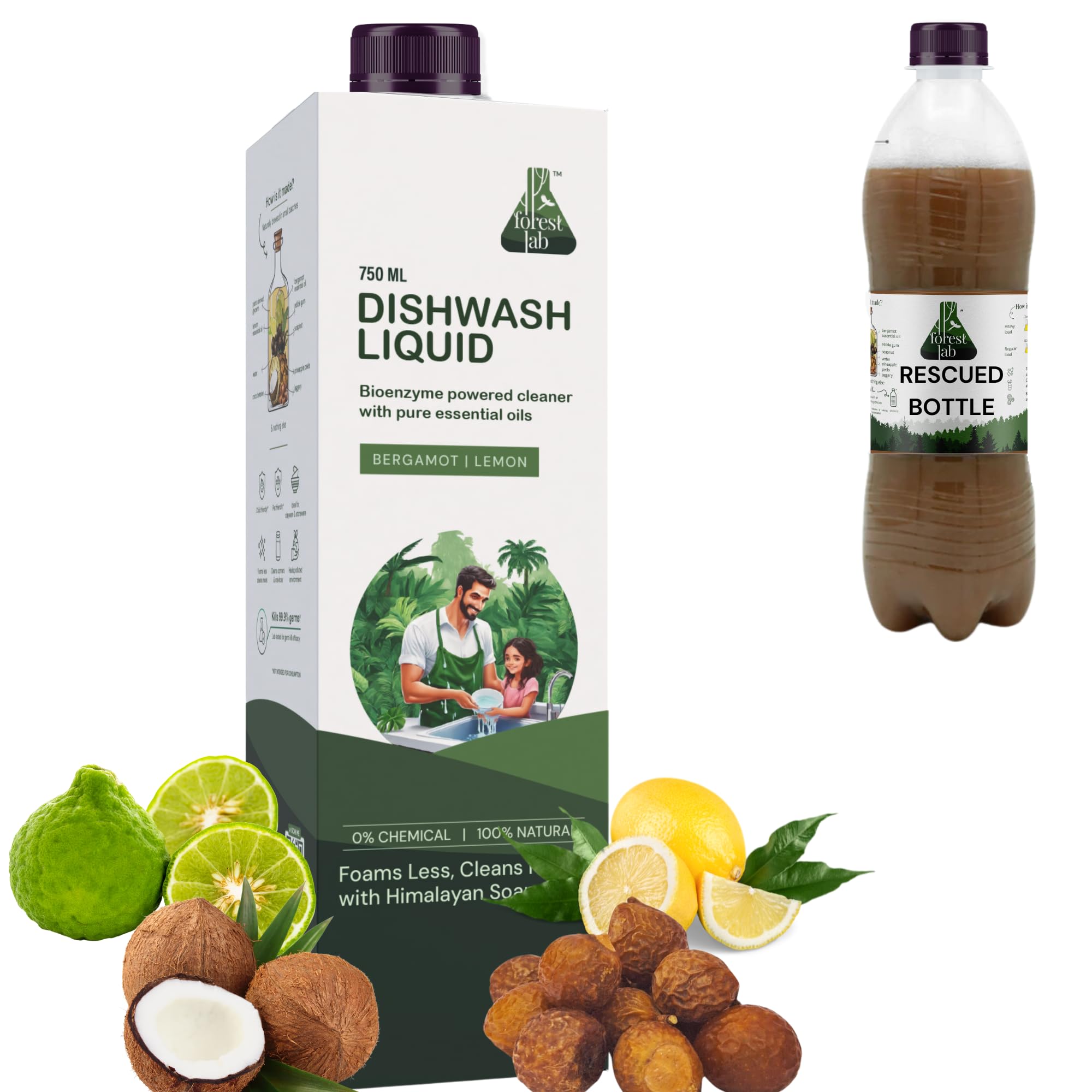 Forest Lab Organic Dishwash Liquid Gel | Bio-Enzyme Powered| Baby & Pet Safe -No Harmful Chemicals (Paraben, SLS Free) | Eco-Friendly | Natural & Plant-Based Ingredients (750 ml (Pack of 1))-image-48