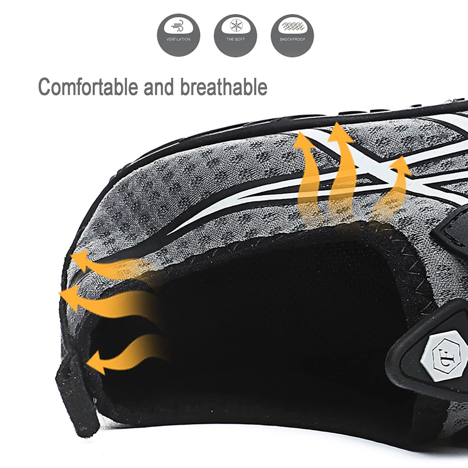 Unisex szybkoschnące buty do wody, Trekking Lekkie podparcie łuku Antypoślizgowe buty do brodzenia na świeżym powietrzu, do pływania Surfing Nurkowanie Buty do sportów wodnych(Gris,42 EU)