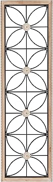 Deco 79 Metal Floral Home Wall Decor Wall Sculpture with Brown Frame, Wall Art 15 x 1 x 50, Black