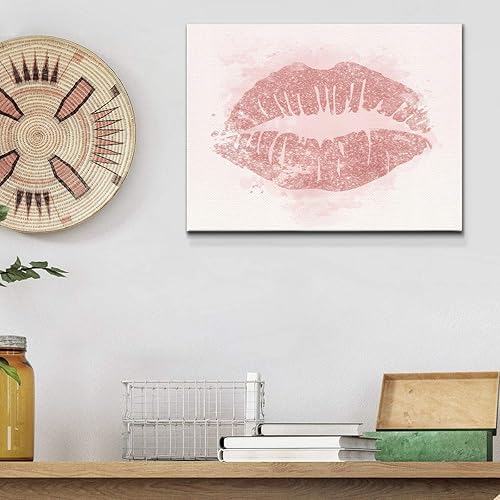 Miniatura 4 de Renditions Gallery Lienzo decorativo para pared, pinturas e impresiones modernas, decoración romántica de labios rosados, glamuroso, abstracto, para