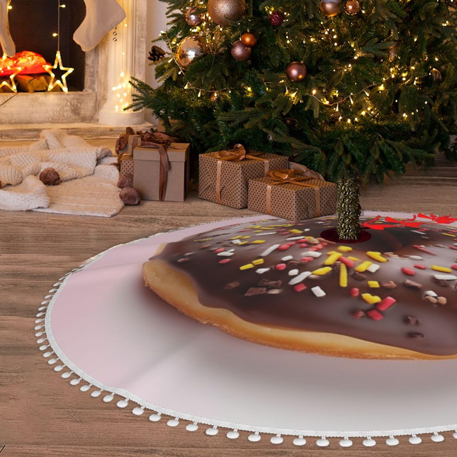 Gonna Per Albero Di Natale Con Dolci - 91 Cm, In Poliestere, Morbida E Lavabile, Decorazione Festiva - 3