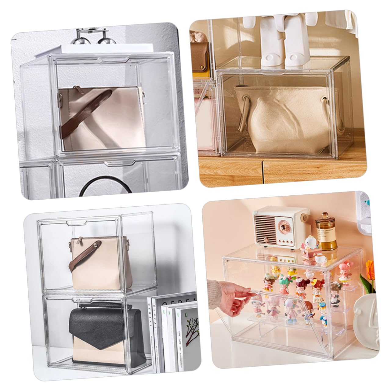 Caja De Exhibición Transparente Prueba De Polvo Caja para Muñecas y Figuras Vitrina para Estatuas para Armario o Vitrina De Bolsos