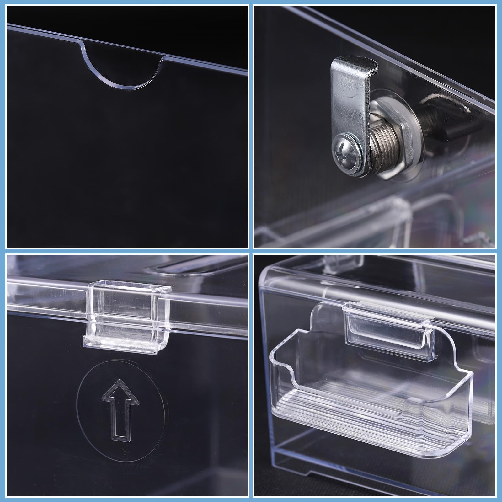 Boîte de Dons en Acrylique avec Serrure et Clé, Urne Transparente Tirelire pour Collecter des Avis et Votes
