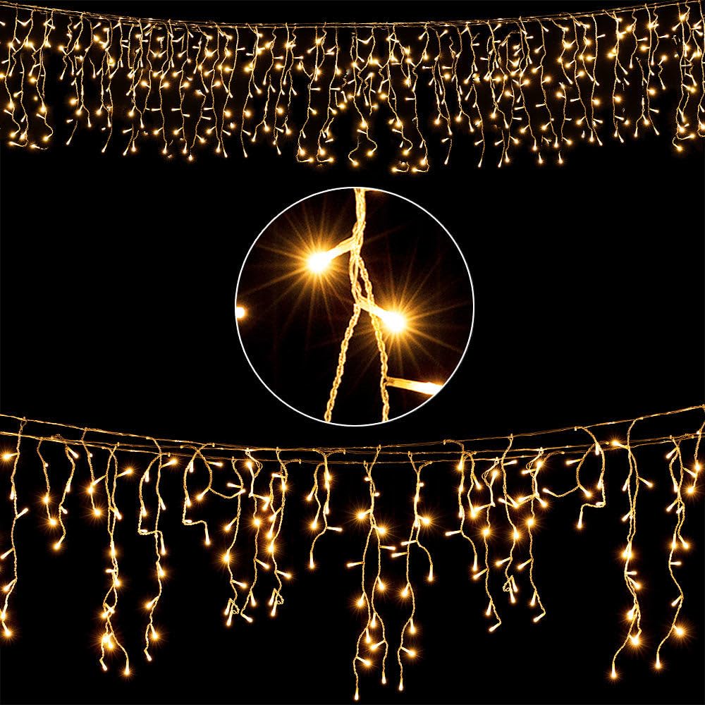 Monzana Catena Luminosa 200 LED 10m IP44 Risparmio Energetico Cascata di Luci Natalizie Giardino