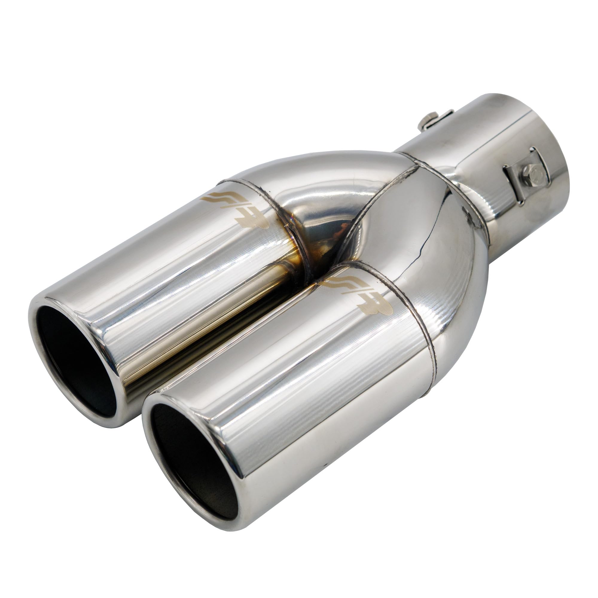 Simoni Racing enjoliveur d'échappement Rond Double INOX - Ø63xL220mm - Montage ->60mm, beige