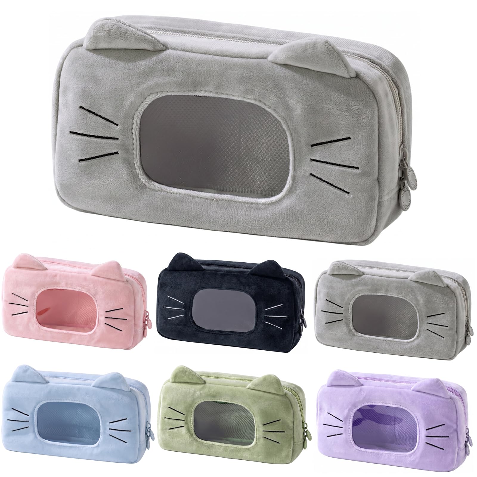 Vinuwu Large Pencil Case Cute Pencil Case Organizer Big Capacity (Grey)