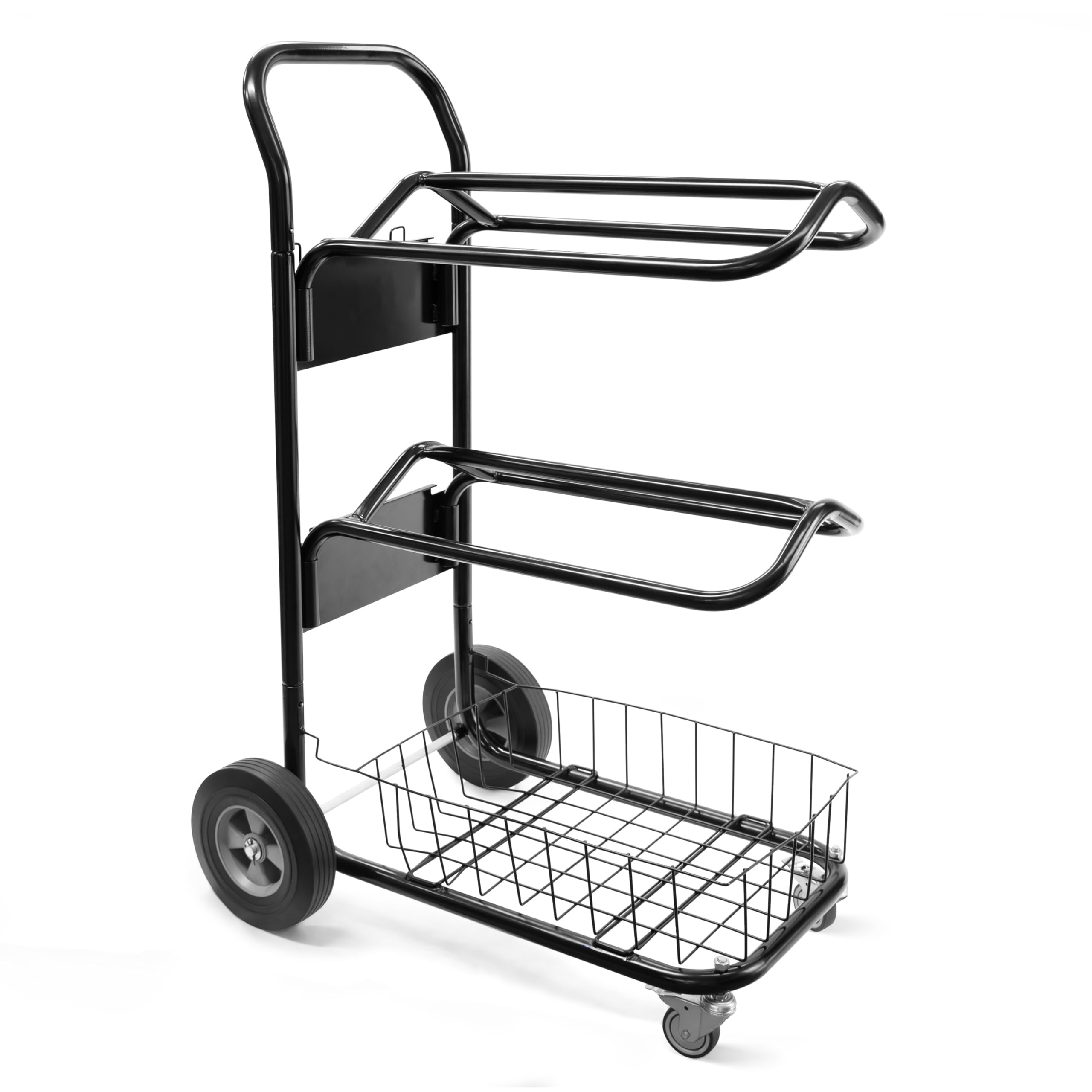 Homestead 220 Lbs Rolling Saddle Rack Cart with Basket – Heavy Duty Saddle Stand for Western Horse Gear, Organizers and Storage for Tack Room, Bridle,