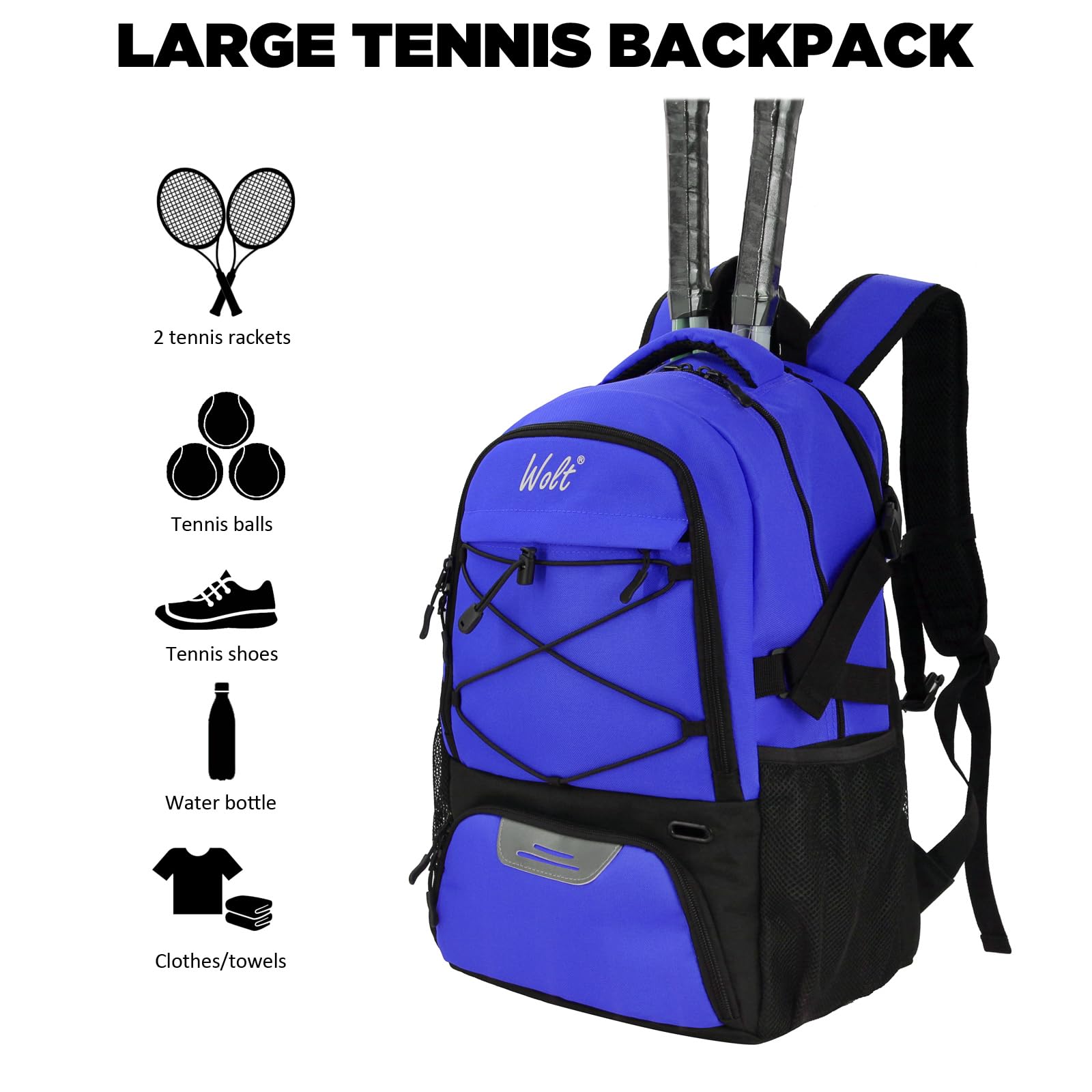 WOLT | Tennis Backpack Tennis Bag for Men Women, Large Tennis Racket ...