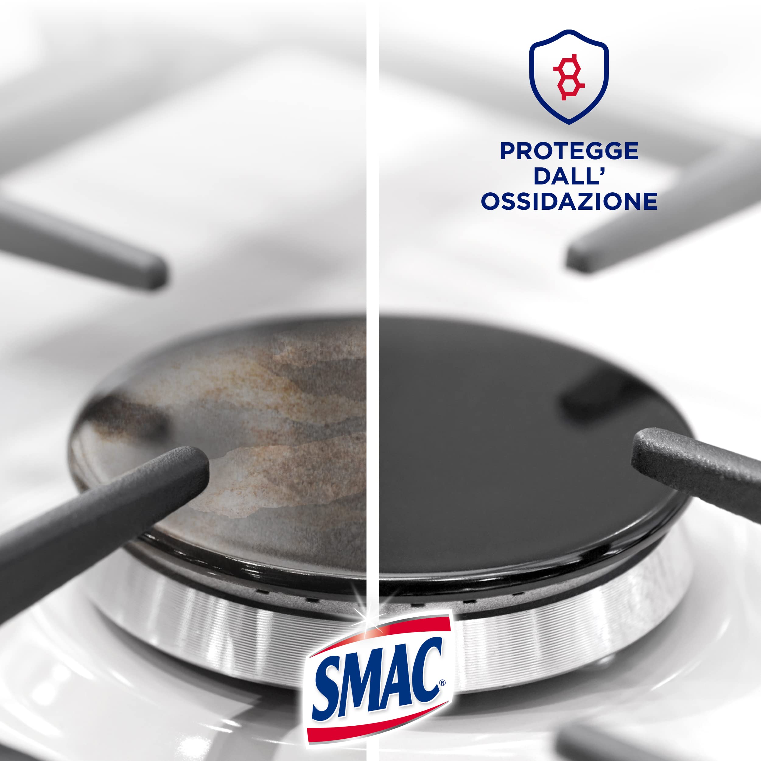Smac - Gas, Detergente per Piastre e Fornelli, Azione Pulente e Brillantezza, Protegge dall'Annerimento, 500 ml x 12 Pezzi