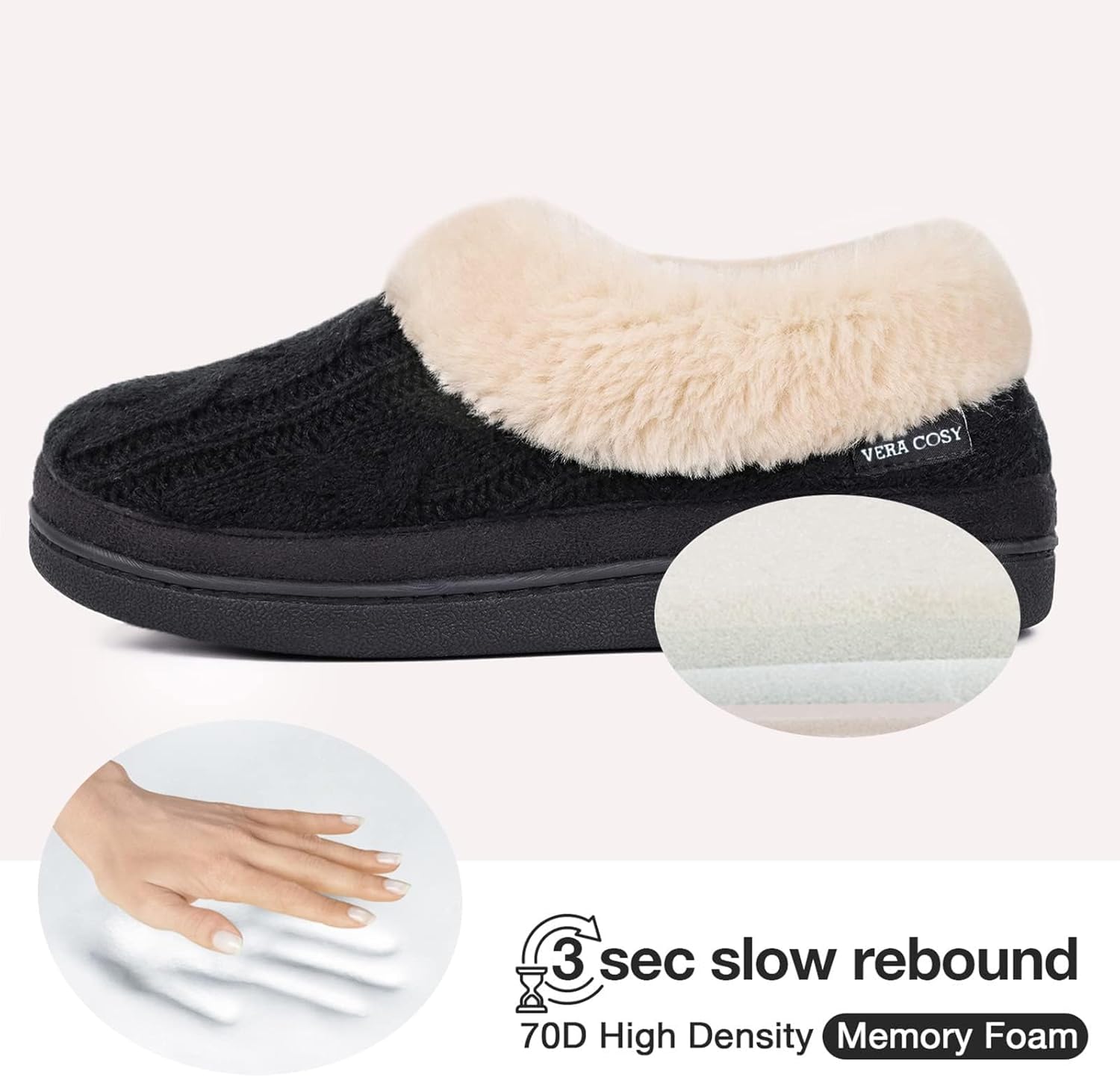 VeraCosy Ladies' Warm Knitted Faux Suede Memory Foam Moc Slippers 4 71q Nk7pIJL. AC SL1500