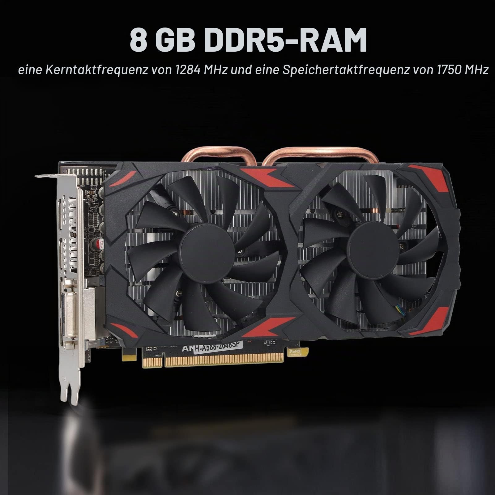 Dpofirs RX 580 8 GB 256BIT Gaming-Grafikkarte mit Zwei Lüftern für Desktop-PCs, Plug-and-Play, Effizient und Leise, Einfache Installation, Stabil und Langlebig (580 8G D5)