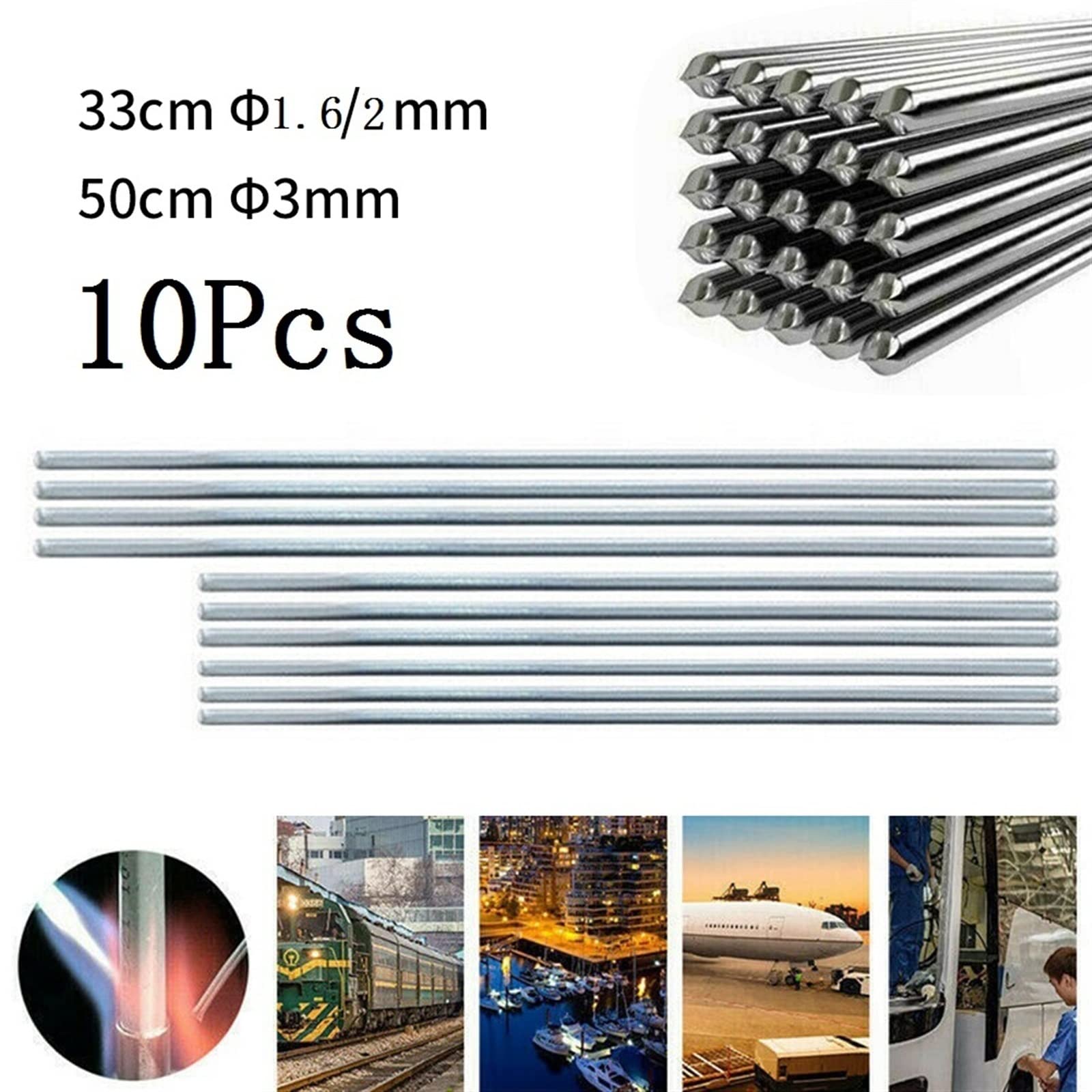 Excelente electrodo de soldadura. 10 varillas de soldadura de aluminio de baja temperatura, fáciles de fundir, barras de soldadura, alambre con núcleo, varilla de soldadura de 2 mm for soldar aluminio