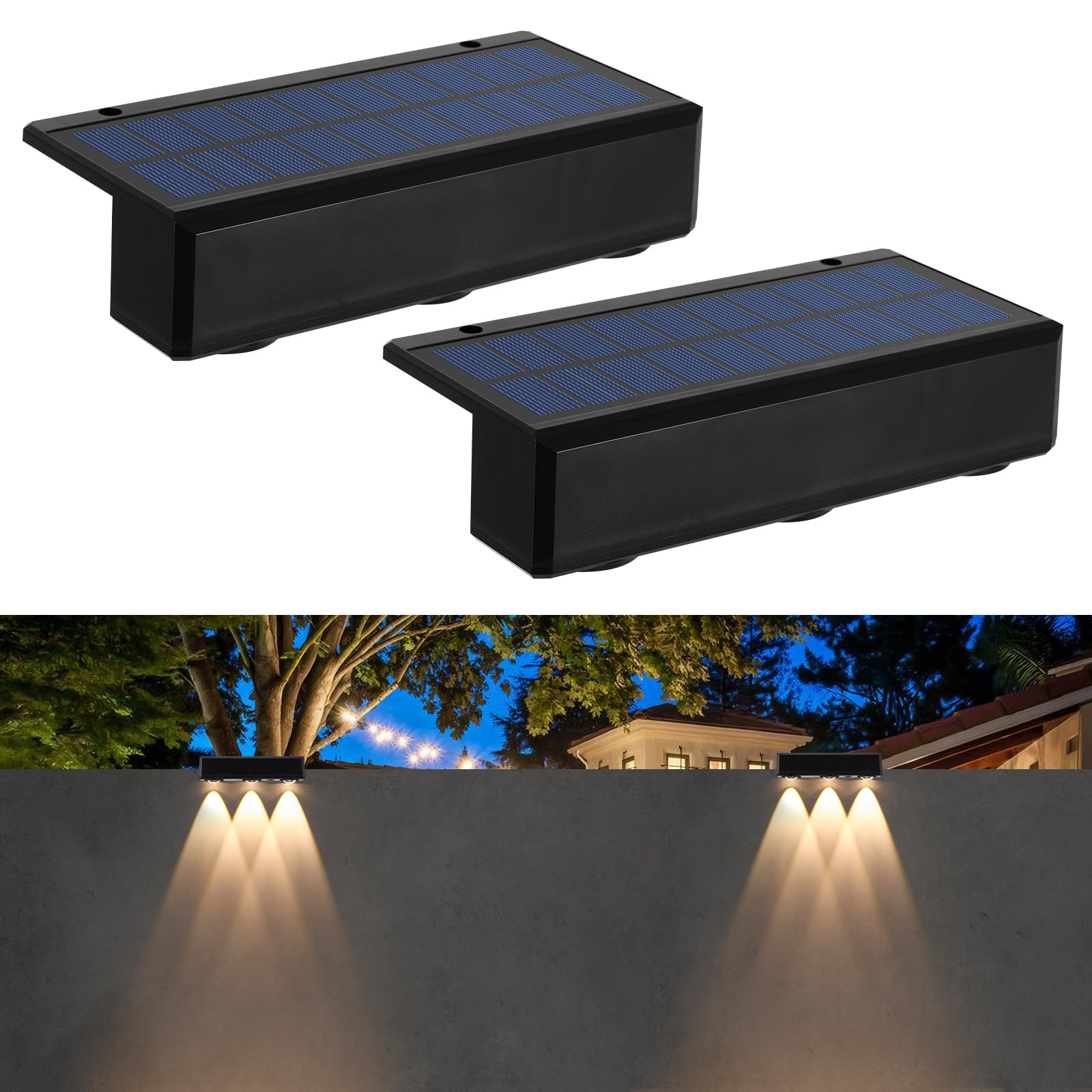 Luci Solari Da Esterno ALLOMN Per Recinzione E Scale - 2 Pezzi, Luce Bianca Calda E Fredda, IP65