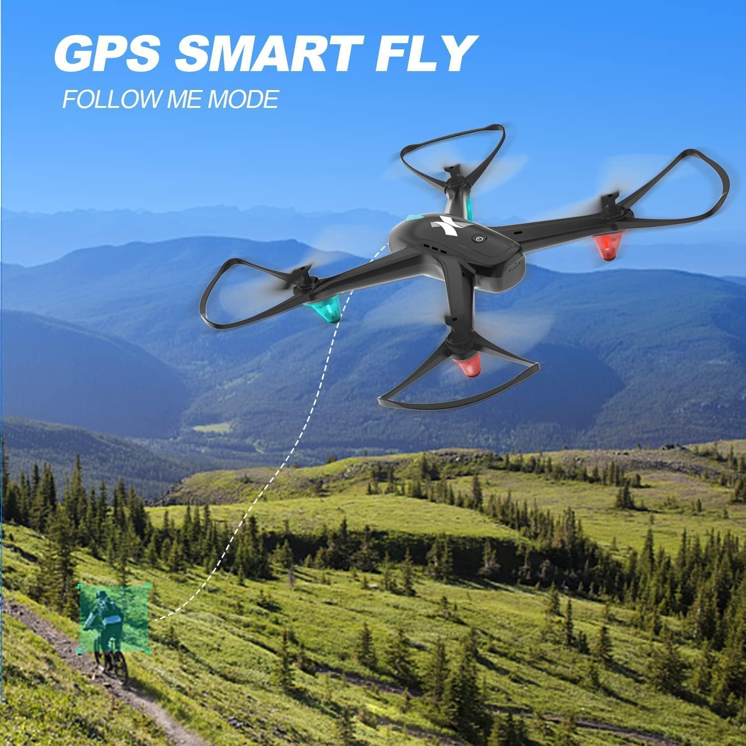 Drone ATOYX Con Cámara HD 1080P – GPS, Modo Sígueme, 2 Baterías, 36 Min De Vuelo, Plegable Para Principiantes