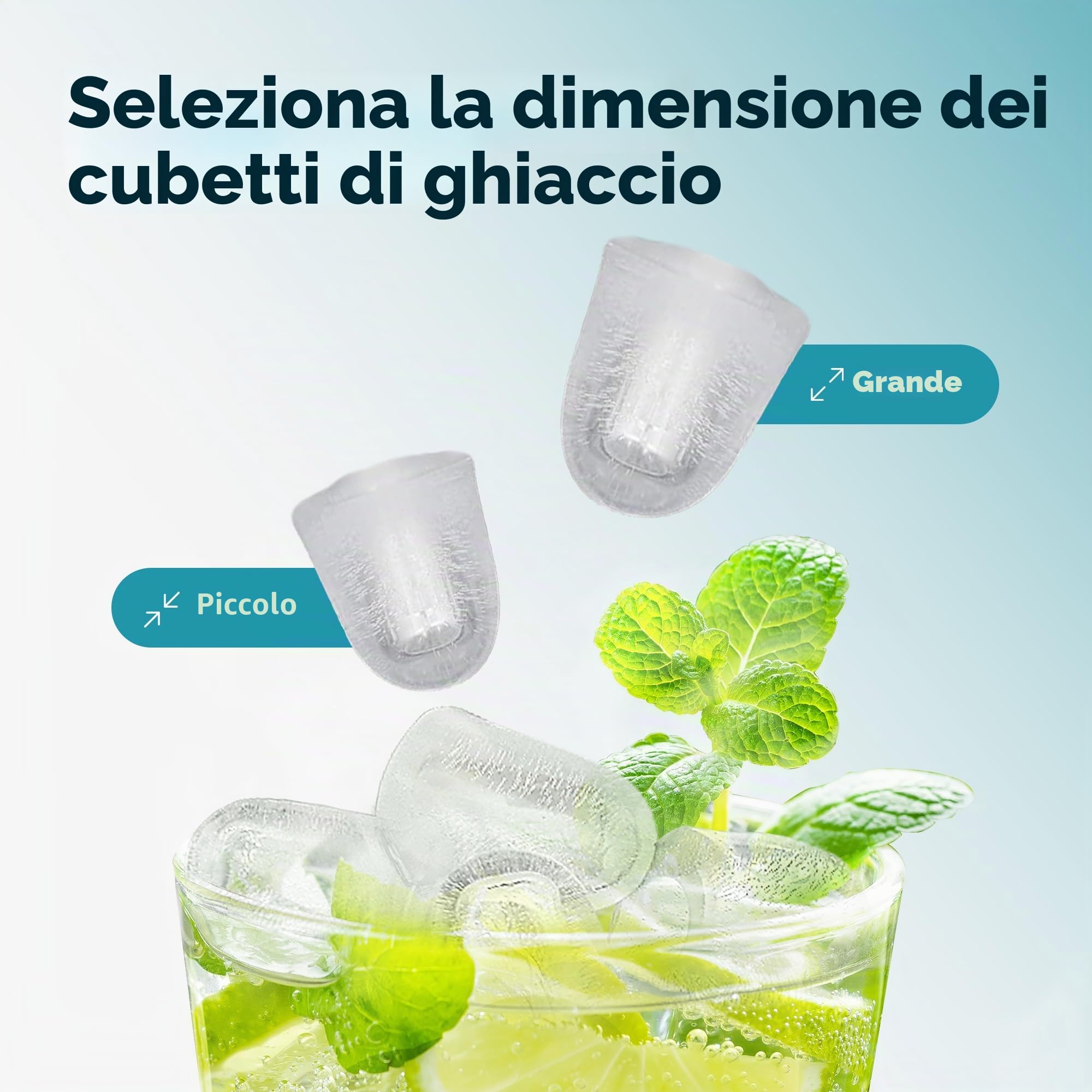 EUHOMY Macchina per cubetti di ghiaccio, 9 cubi in 6 minuti, macchina per il ghiaccio Bullet, 2 dimensioni cubi, in acciaio inox, per il piano di lavoro, 12 kg/giorno, per la casa, la cucina