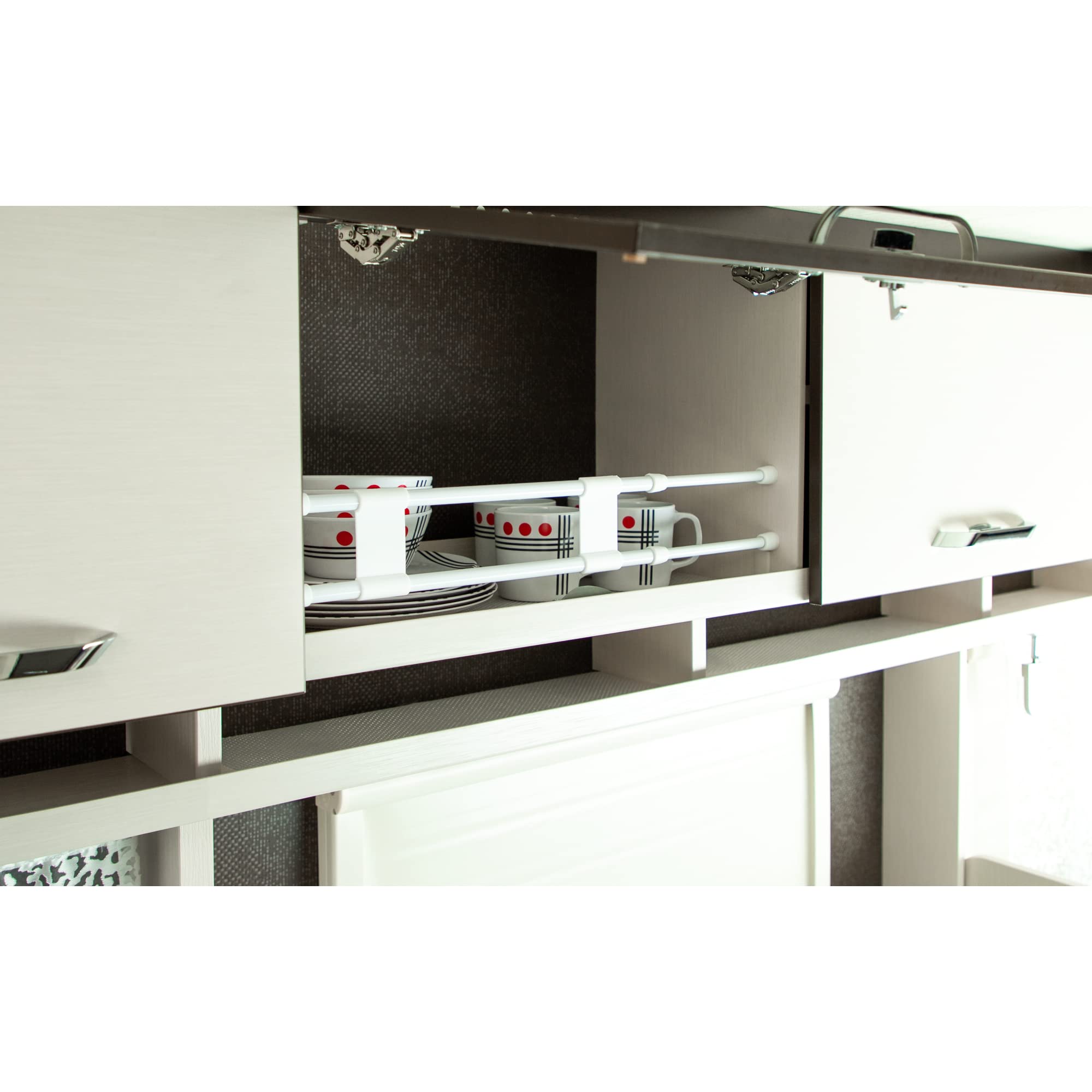 Cartrend Caravan 10241 podwójne drążki mocujące do zabezpieczenia regałów, szafek, przyczep kempingowych, kamperów, na kemping, do domu, łodzi, wymiary 25 cm – 43 cm