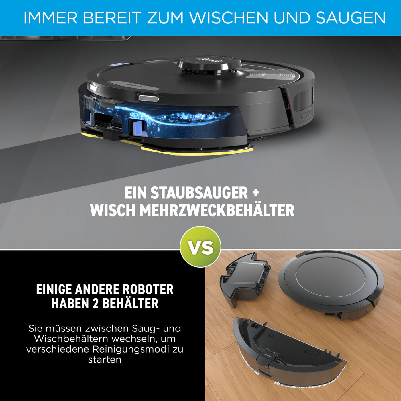 Shark Matrix Plus 2-in-1 selbstentleerter Wisch- & Saugroboter mit LiDAR Home Mapping & Kantenreinigung, für Teppiche, Hartböden & Tierhaare, Anti-Allergen, selbstaufladend, WiFi/App, Schwarz