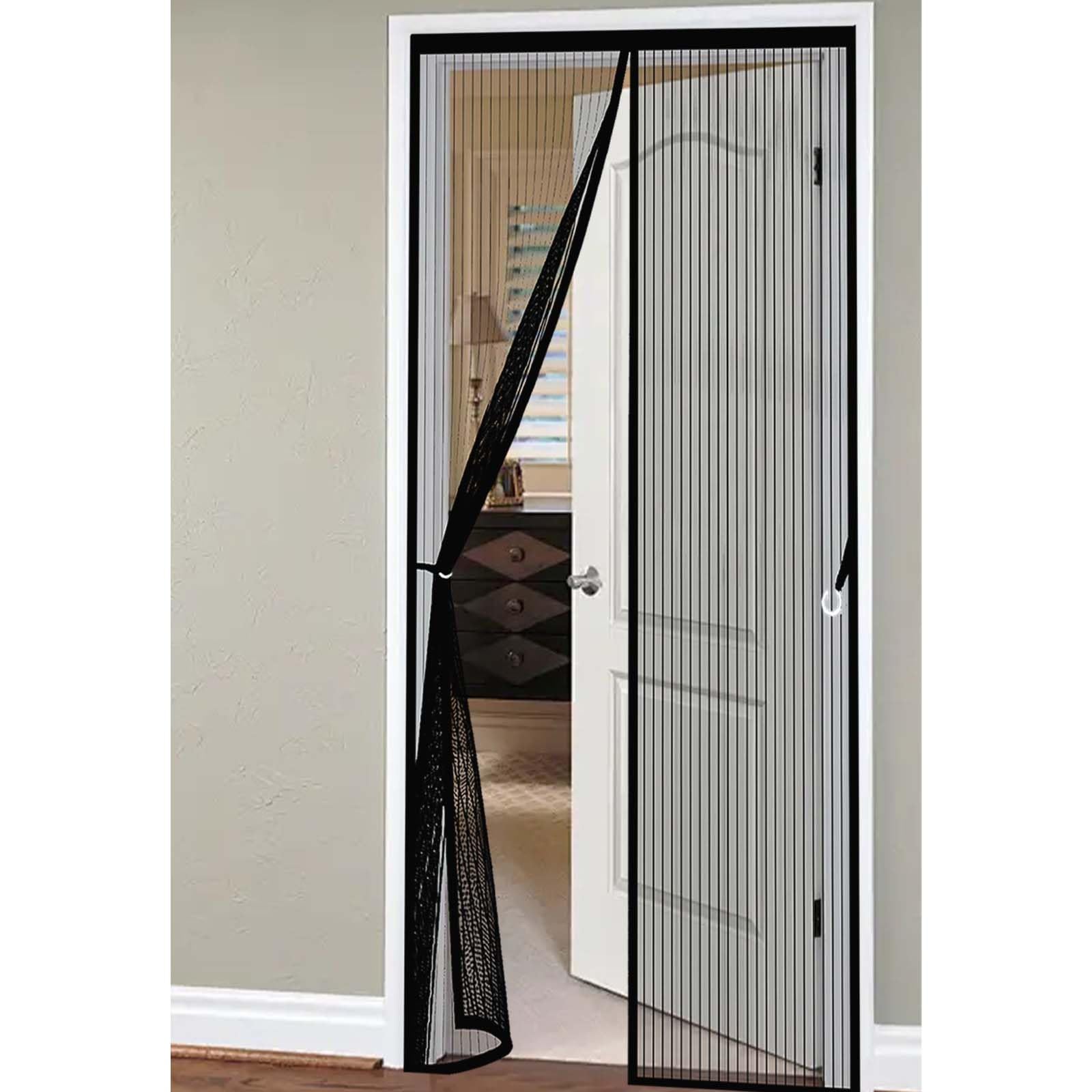 Magnetic Screen Door 139 x 201 cm Durable, Keeps Bugs Out, Kid and Pet Friendly Fly Screen Door Mesh Curtain Lets Fresh Air in, Hundreds of Sizes, Black