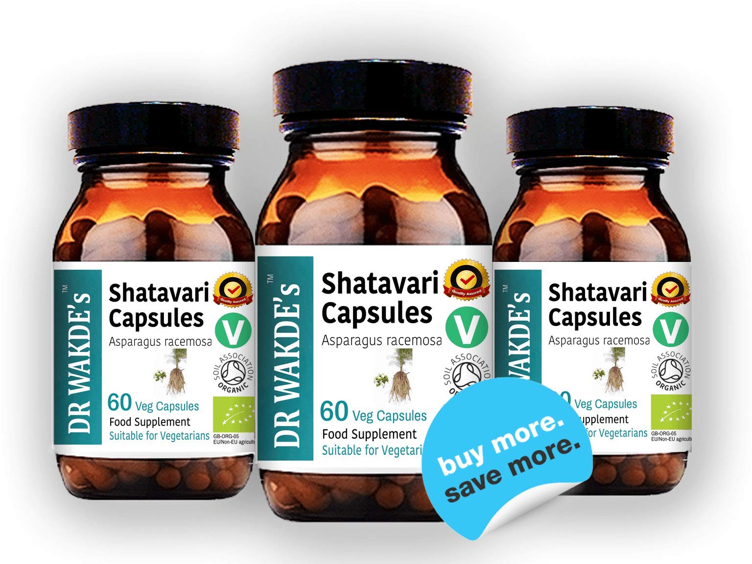 DR WAKDE'S Shatavari Kapseln (Asparagus racemosa, 60 Veg Caps, Ayurveda-Ergänzung, Vegan, Kräuter, Natürlich)
