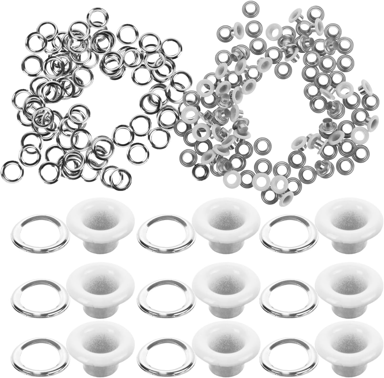 FOMIYES 100PCS Metal Grommet Kit for Shoelaces DIY Eyelets Washers Sturdy Rivets for Clothing Shoes and Canvas Projects